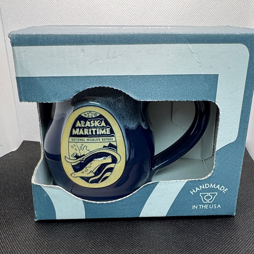 Deneen Pottery: Alaska Maritime Navy Blue Ceramic Mug - Picture 3 of 9